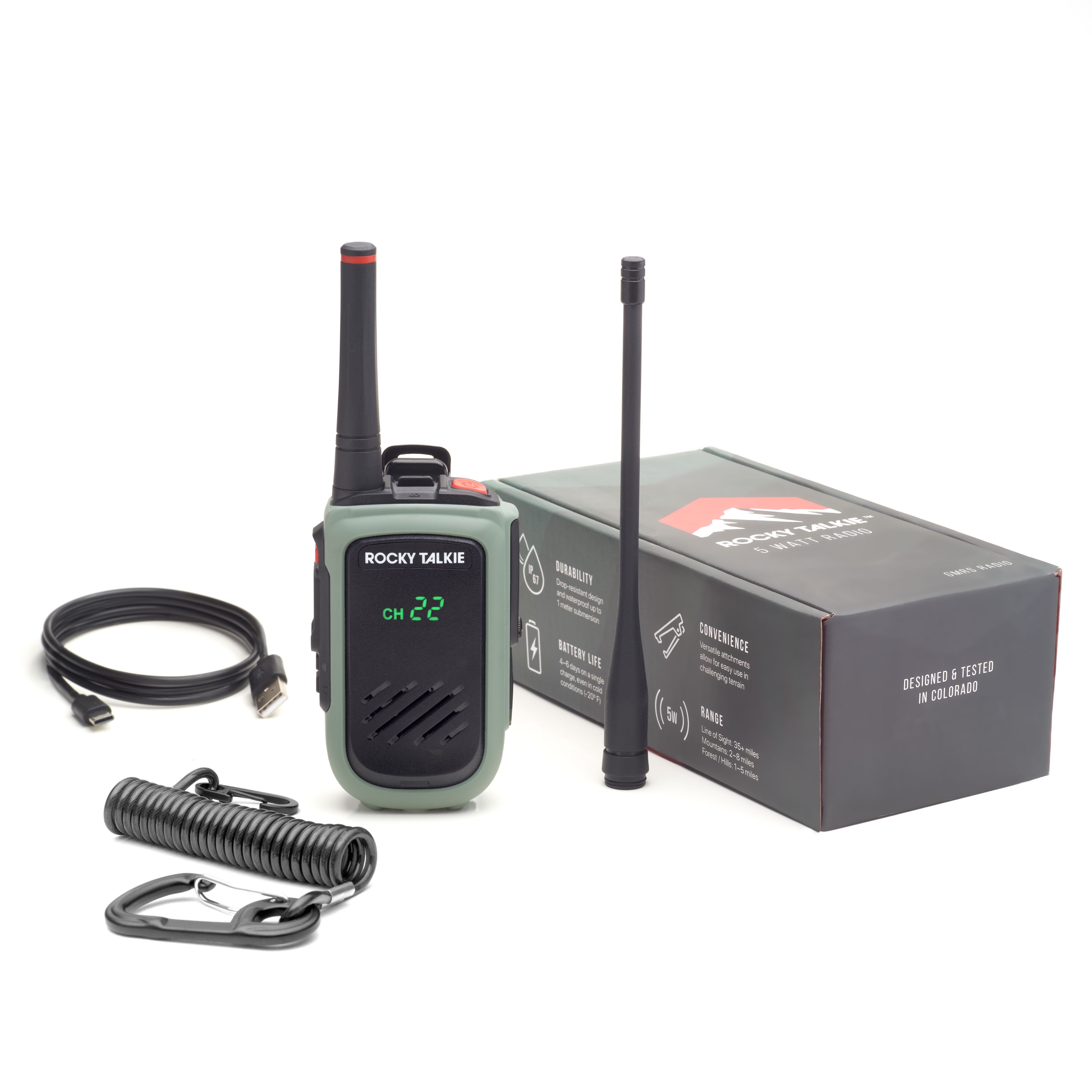 ペイフォワード×レボニックMULTY オリーブシャッド Expedition Radio - Rugged 5-watt Backcountry Radio | Rocky Talkie