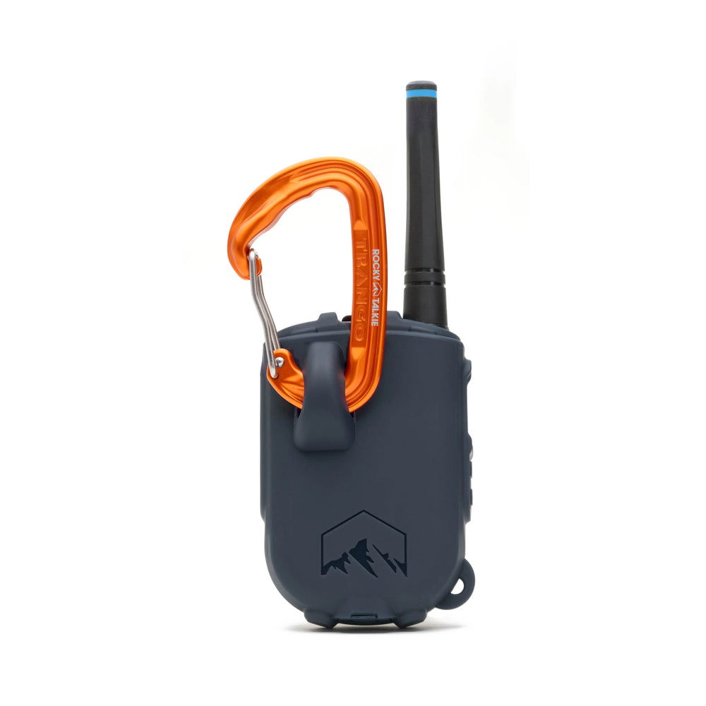 Rocky Talkie EU Mountain Radio with orange carabiner attachment