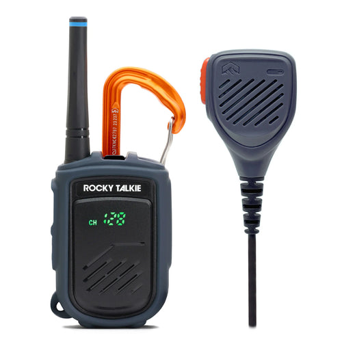 Rocky Talkie walkie talkie with hand mic on a white background