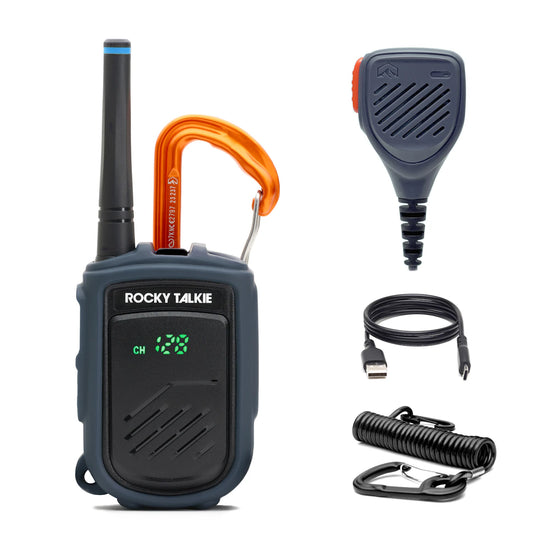 Rocky Talkie walkie talkie set with accessories on a white background
