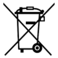 Waste management symbol with a crossed-out bin on a white background