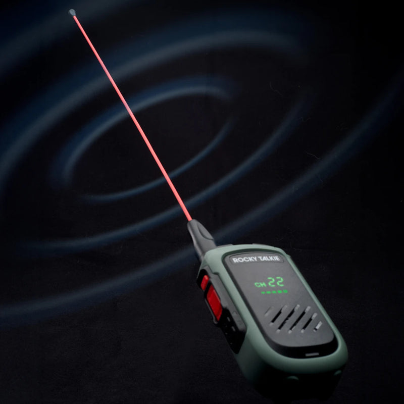 Rocky Talkie expedition radio and whip antenna